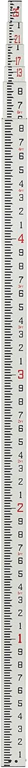 25-Foot Fiberglass Rectangular Leveling Rods, 4 Section Telescopic with Carrying Case U733994
