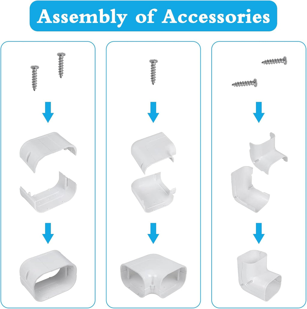 17Ft PVC Decorative Line Set Cover Kit for Ductless Mini Split Air Conditioners V241