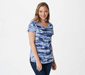 Blue Sequin Trim Camo Knit Top A816807
