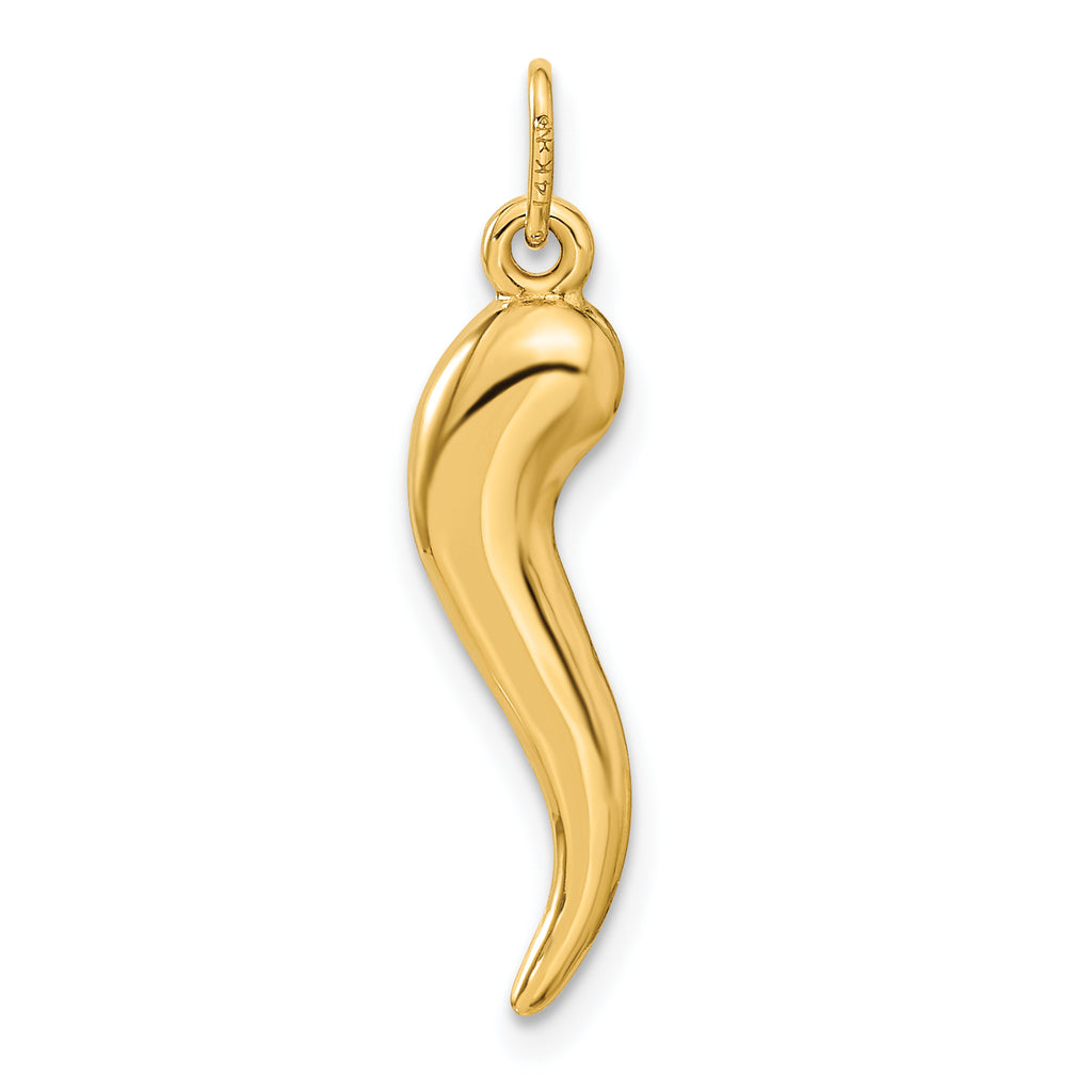 14K Yellow Gold Italian Horn Pendant Charm A881057
