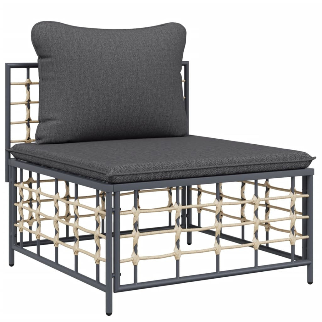 3 Piece Anthracite Poly Rattan Outdoor Patio Furniture Set W63347