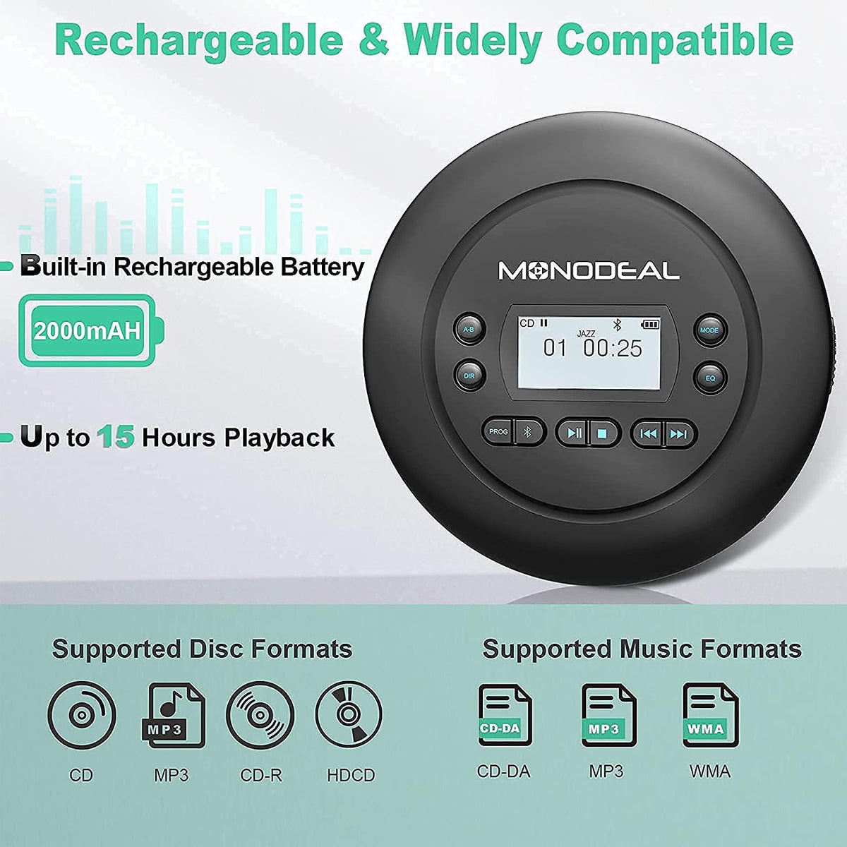 Bluetooth CD Player with Headphones, Pack of 2 L3310