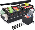 Black Collapsible Car Trunk Organizer with Cooler Bag V51195