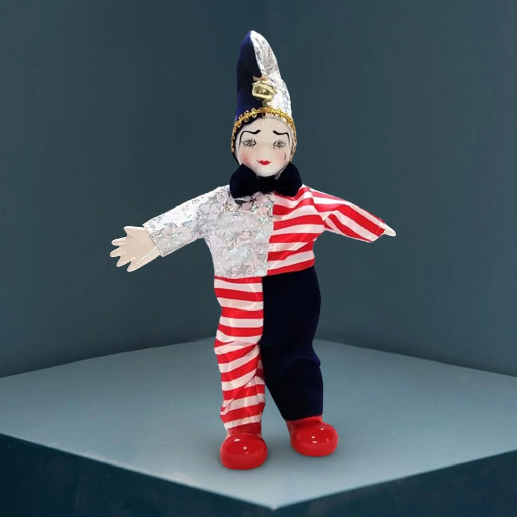 Clown Doll Harlequin Doll Antique Doll Collections Toy, 9.84'' Movable Joint Jester Doll O598322