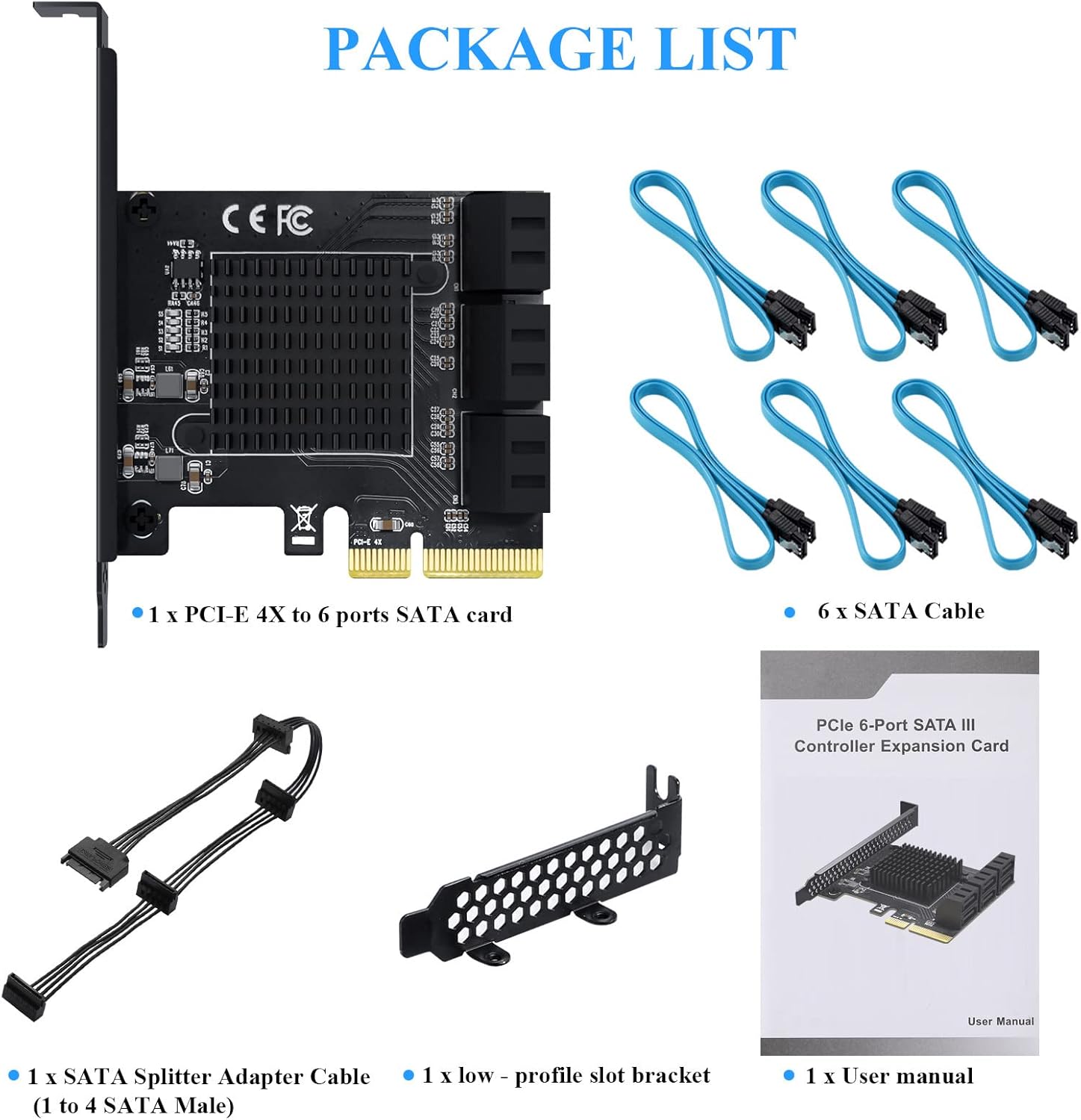 PCIe 4X SATA Card, 6 Ports, Non-Raid, SATA 3.0 B85698