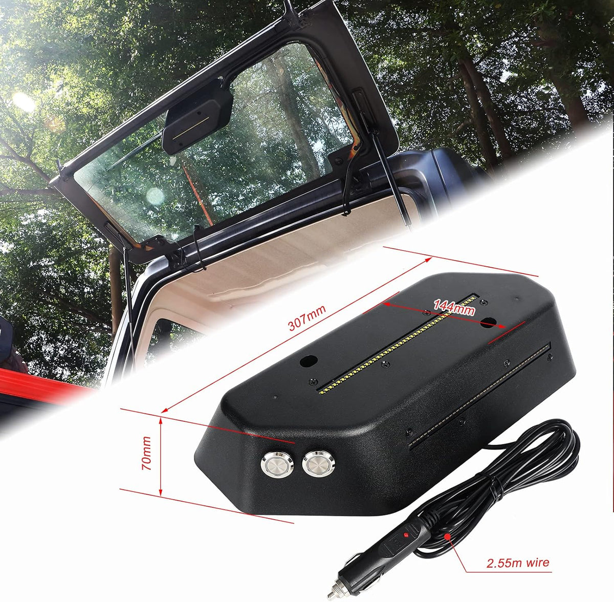 LED Trunk Rear Light Rear Glass Lift Gate Dome Light Compatible with Jeep Wrangler JL JLU 2018 2019 2020 LED Cargo Light with White light and Flash Amber Warning Light P152