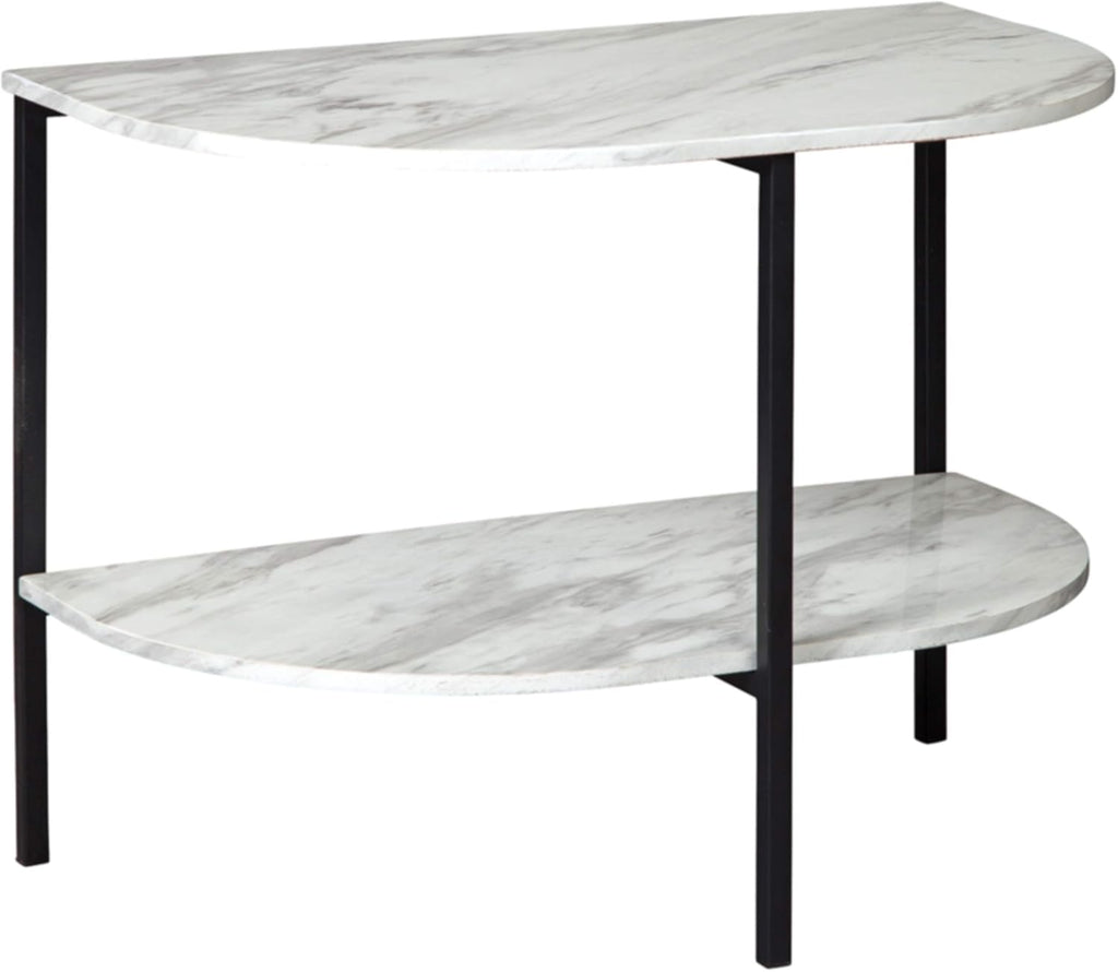Half Moon Chair Side End Table with Faux Carrera Marble Top M20807
