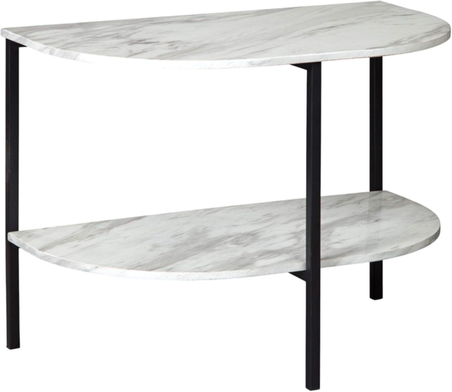 Half Moon Chair Side End Table with Faux Carrera Marble Top M20807