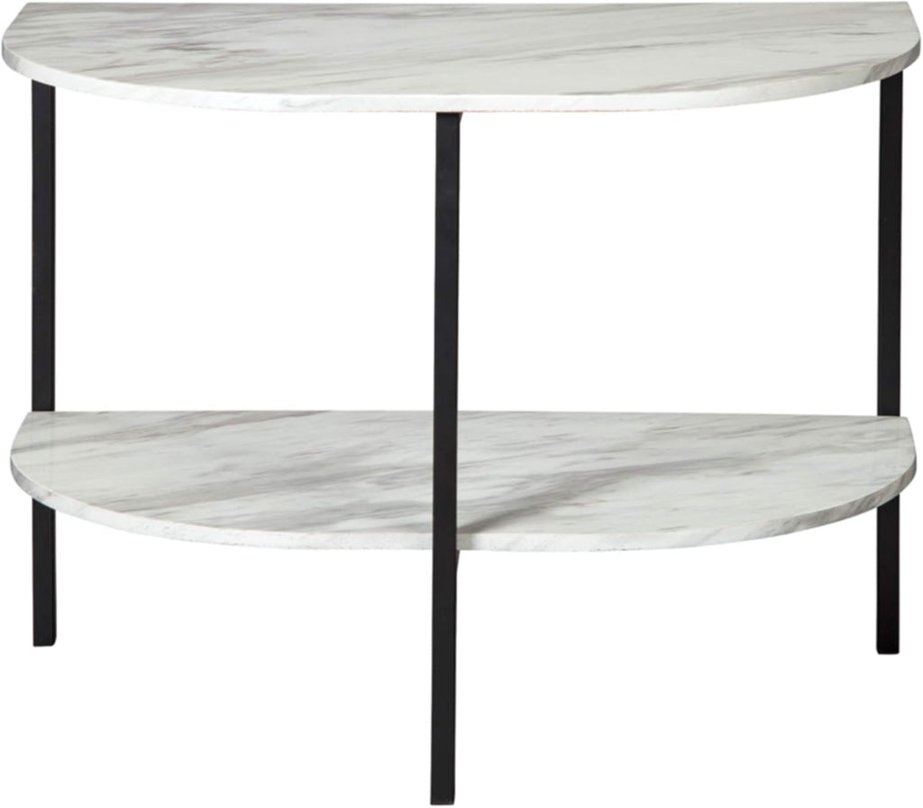 Half Moon Chair Side End Table with Faux Carrera Marble Top M20807