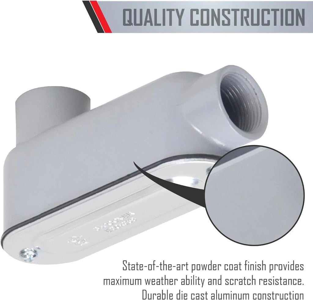 3/4-Inch Gray Cast Aluminum Threaded Conduit Body with Stamped Steel Cover V845