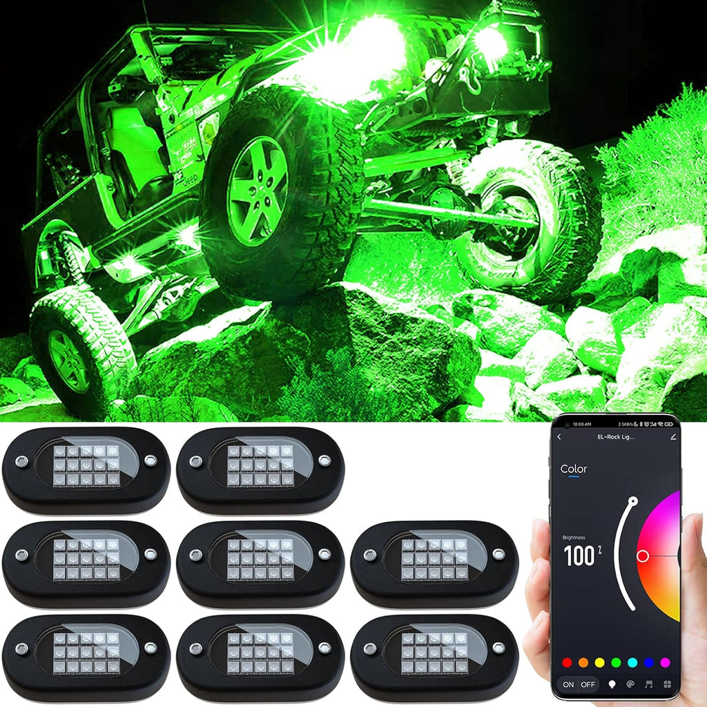 8 Pods RGB LED Rock Lights Kit, Multi Color Waterproof Underglow Kit U178524