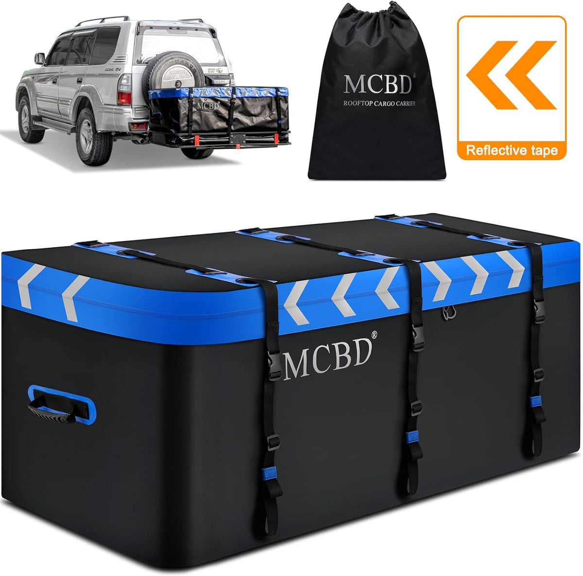 Hitch Cargo Carrier Bag, 20 Cubic Feet, Soft-Shell Waterproof Vehicle Cargo Carrier with 6 Reinforced Straps R3461