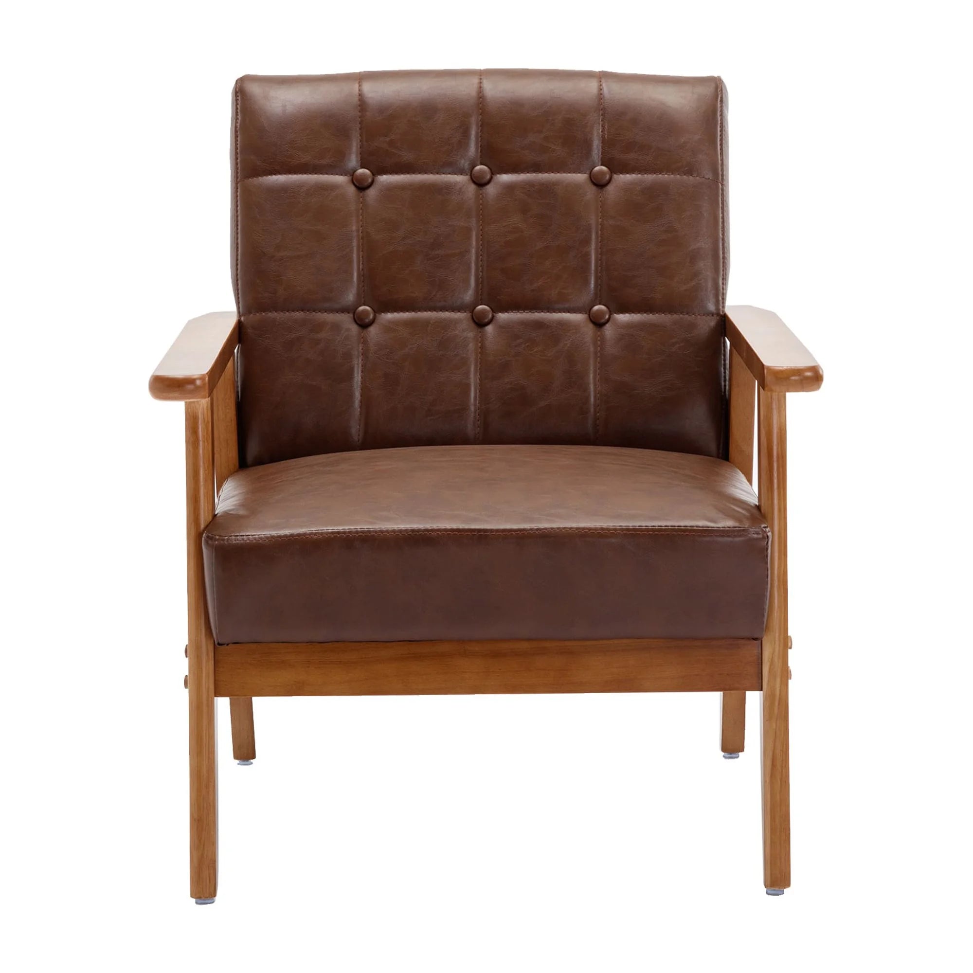 Accent Chairs Set of 2 with Side Table, Wood and Fabric Armchairs S604