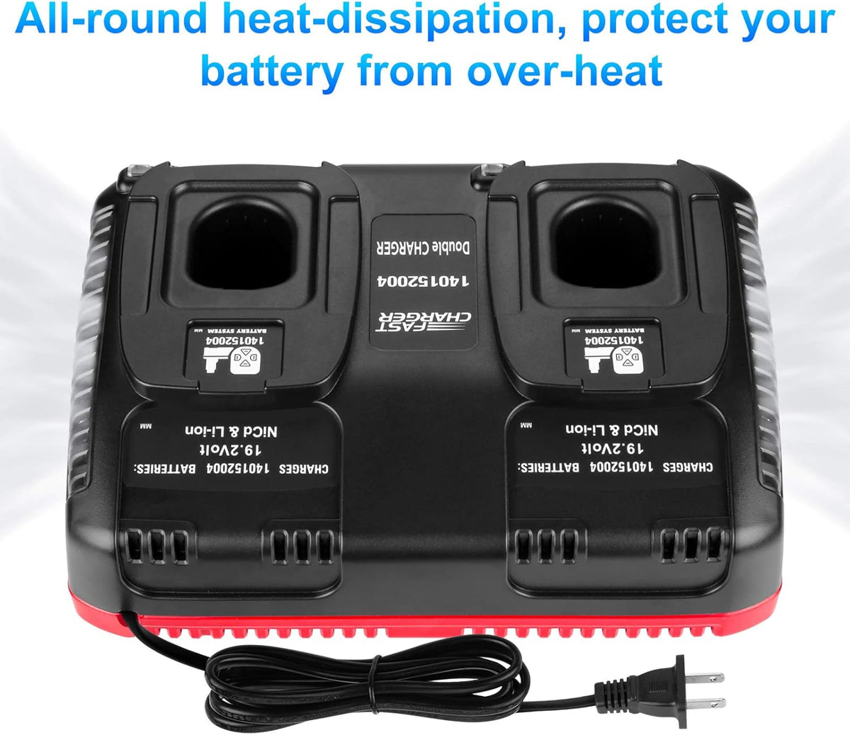 2Pack 6.0Ah 19.2 Volt Lithium Battery and Dual Battery Charger E662366