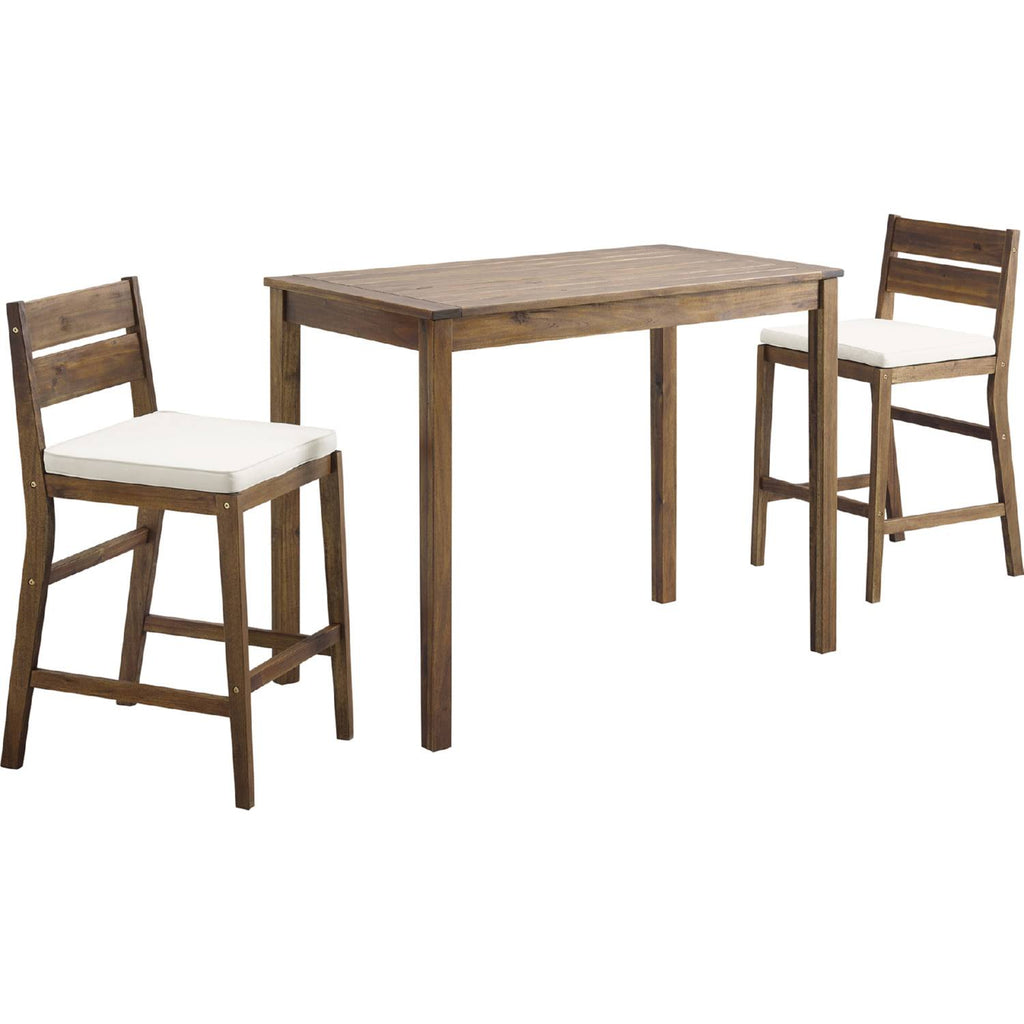 3-Piece Acacia Counter Height Dining Group Dark Brown N2907