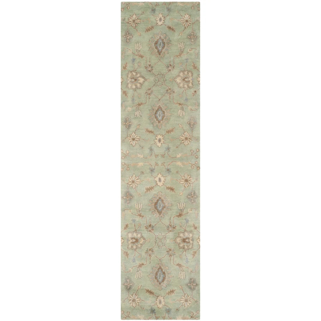 Floral Wool Area Rug, Light Green, 7' x 7' Square J327274