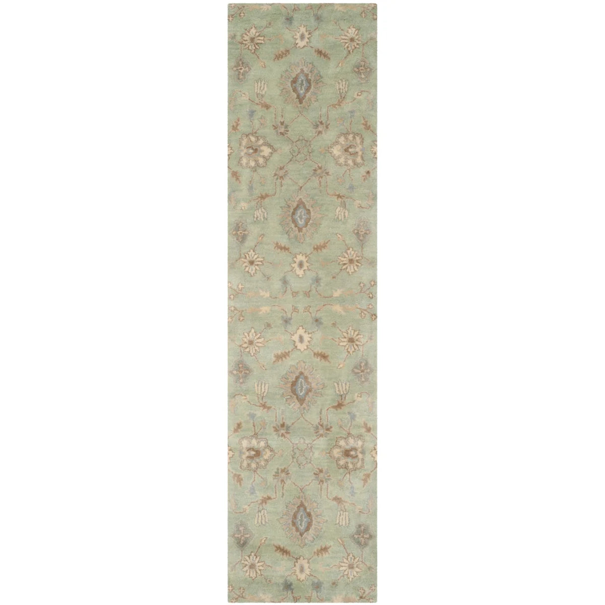 Floral Wool Area Rug, Light Green, 7' x 7' Square J327274