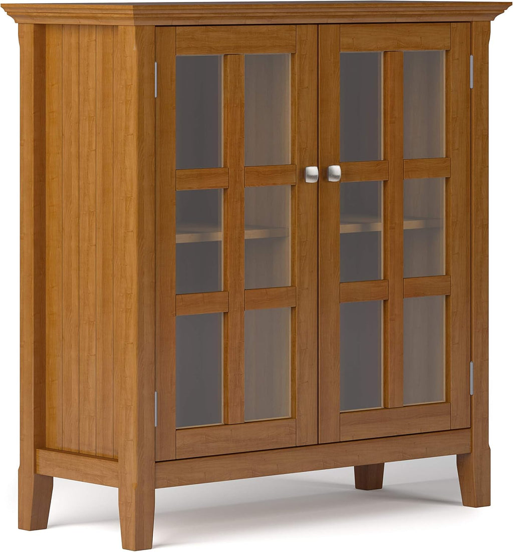 Solid Wood Low Storage Cabinet with 2 Doors and 2 Adjustable Shelves B222181