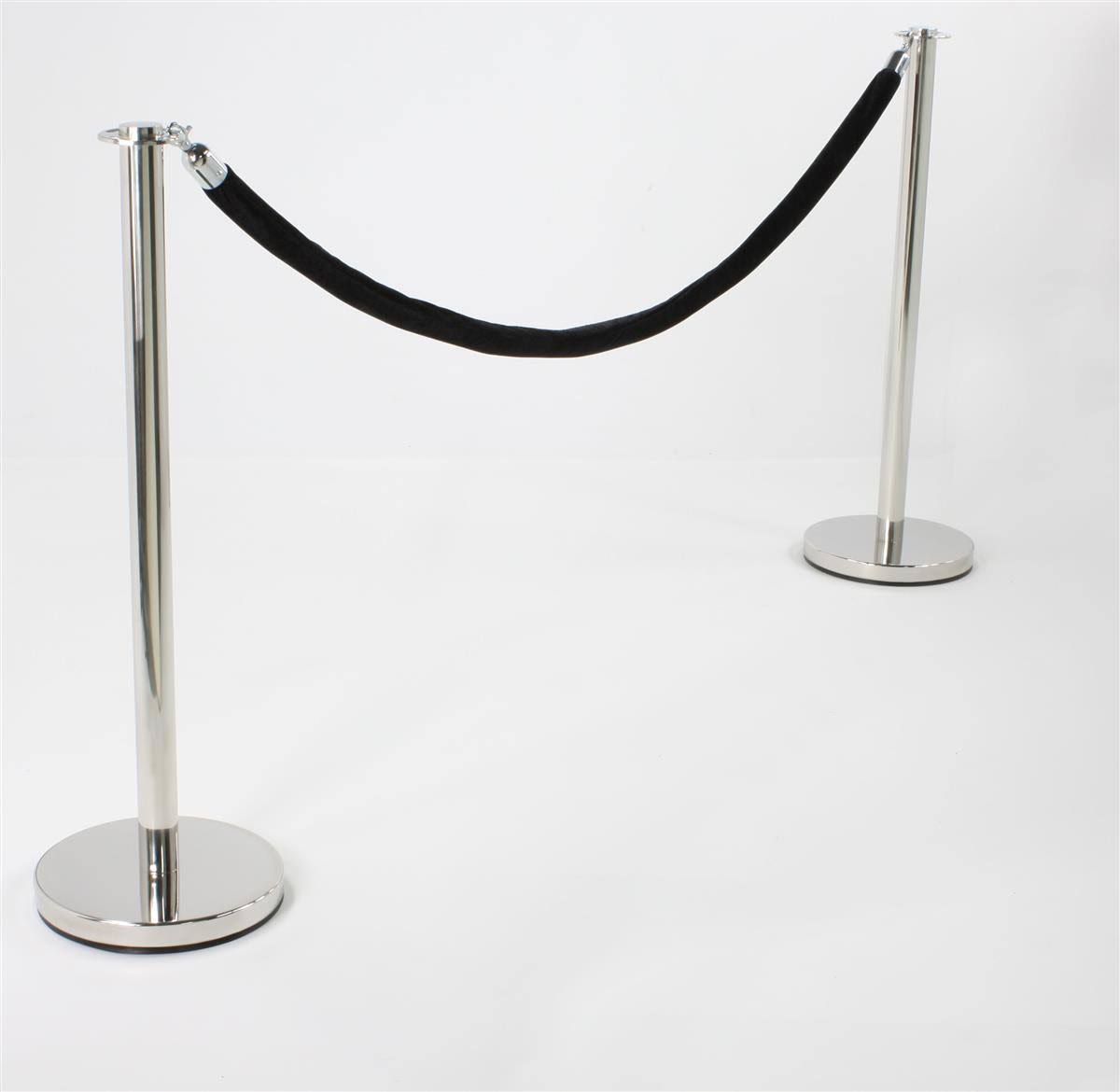 Chrome Stanchion Set with Black Rope Y87607