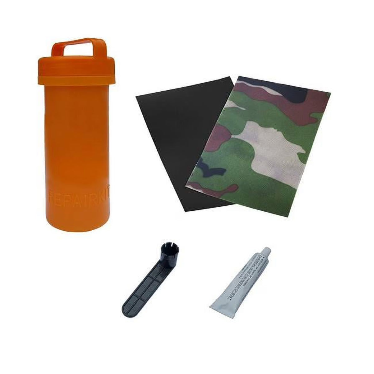 Camouflage Inflatable Boat Repair Kit with 3 PVC Patches Glue Valve Wrench D18858