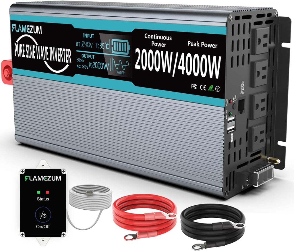 Power Inverter Pure Sine Wave 1200 Watt 12V DC to 110V AC Converter with 2 USB Port L636355