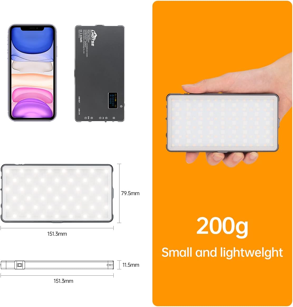 RGB Video Light Panel with Aluminum Alloy Body, Pack of 2 S890