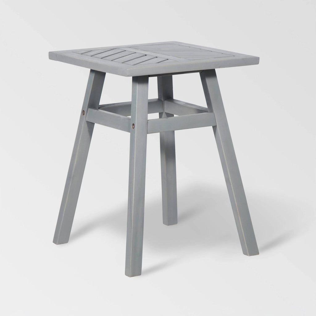 Gray Wash Chevron Slatted Patio Side Table H60486