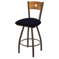 Bronze Swivel Stool with Maple Back and Dark Blue Seat P49353