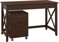 54W Computer Desk with Storage and 2 Drawer Mobile File Cabinet in Washed Gray W165