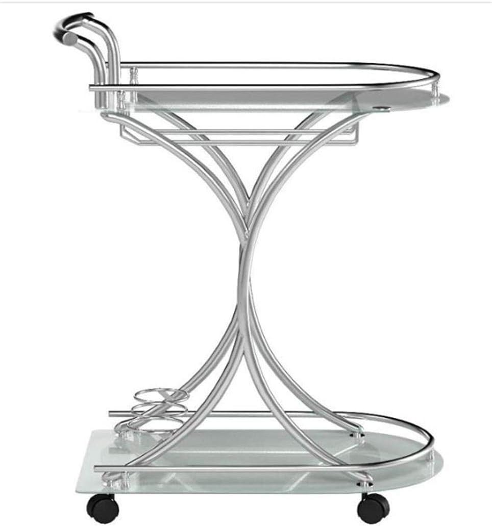 Chrome and White Serving Cart with 2 Frosted Glass Shelves L878592