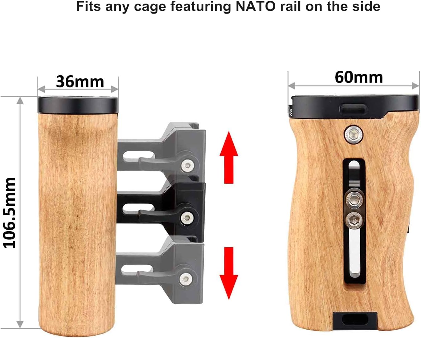 Adjustable Wooden Handle Grip with Cold Shoe Mount S6698