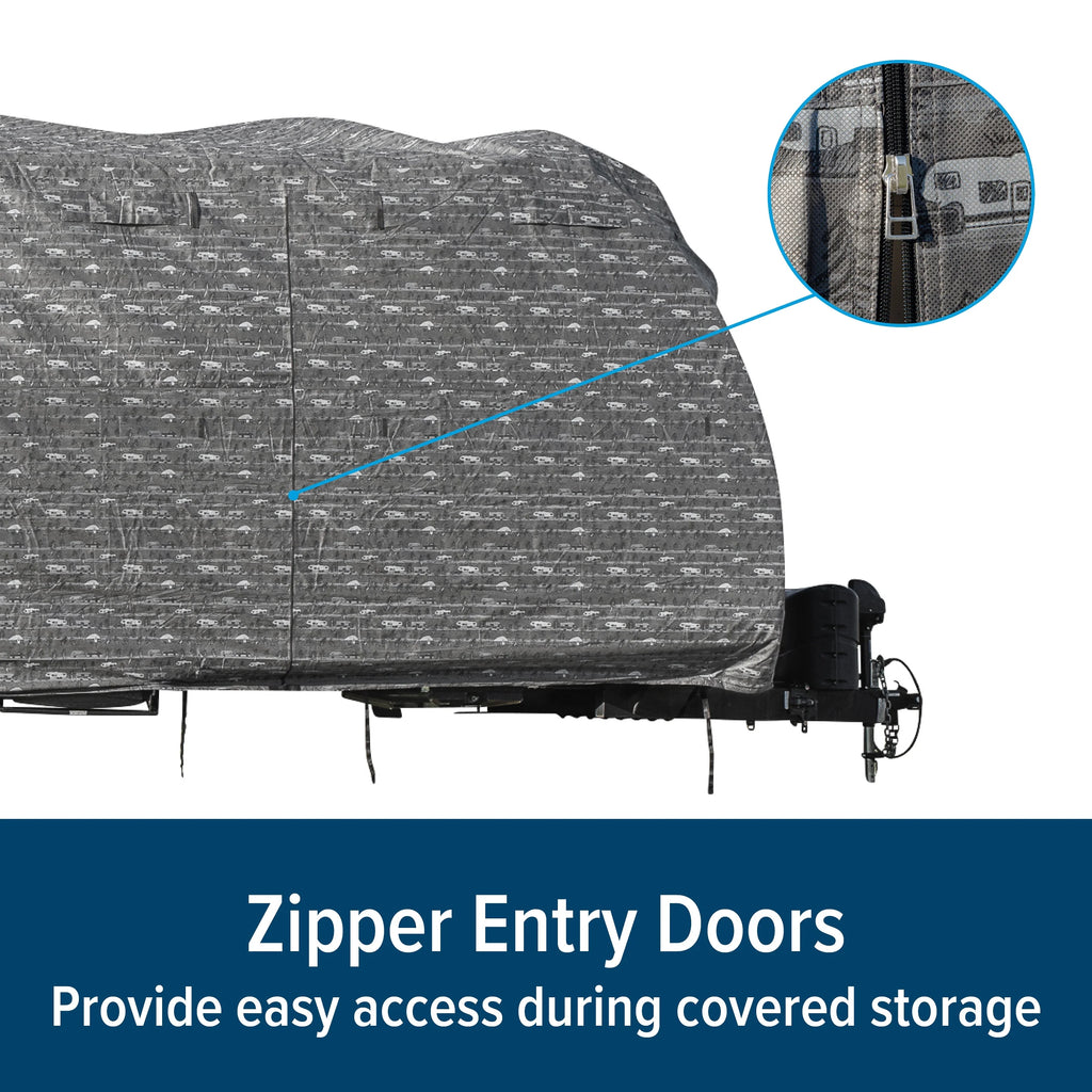 Camper/RV Cover for Travel Trailers 20 to 22-feet, Heavy-Duty Breathable Spun Bond Polypropylene, Dark Gray S81838