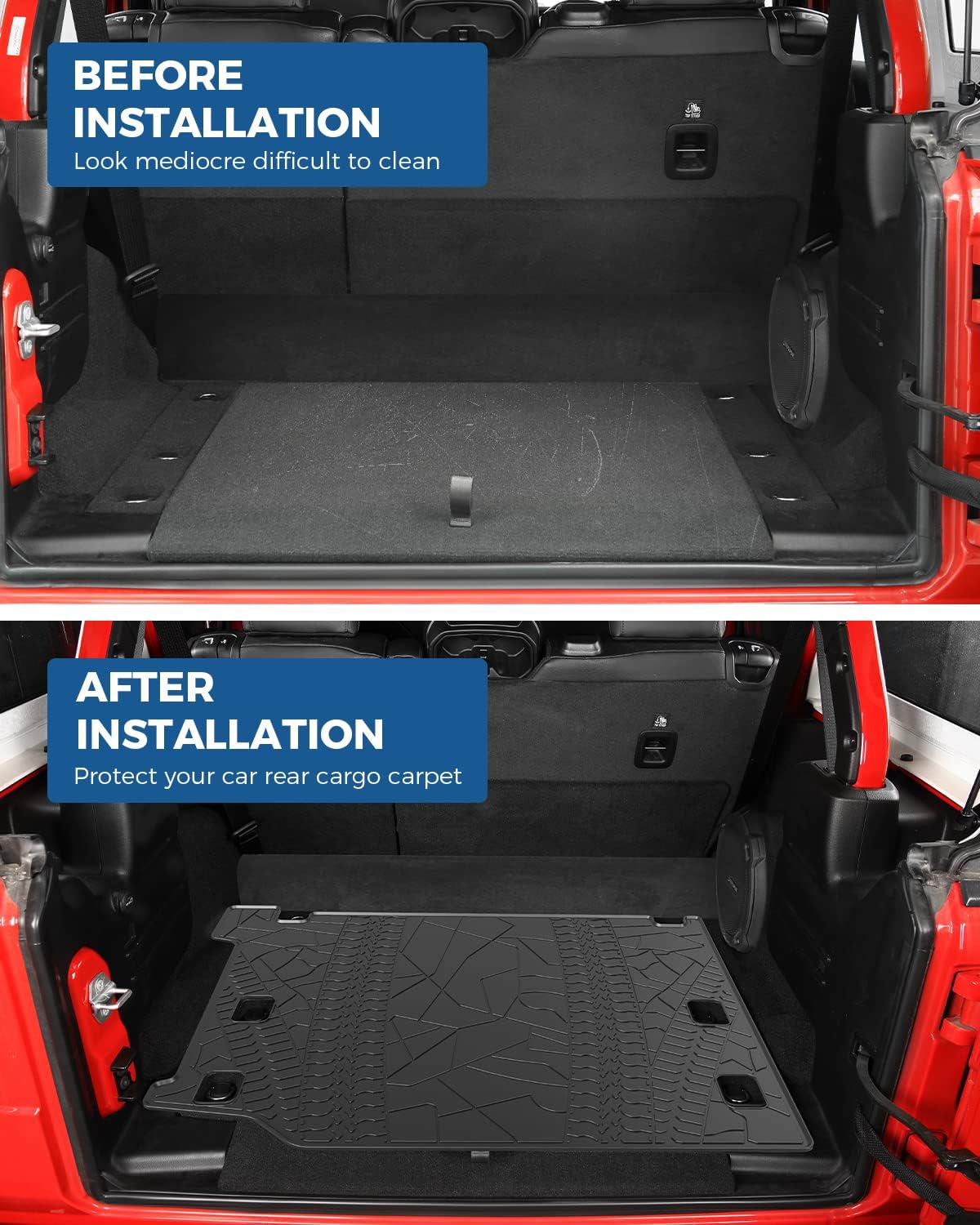 All-Weather Waterproof Trunk Mat Cargo Liner for Wrangler JL 4XE 2021 2022 4 Door H46695