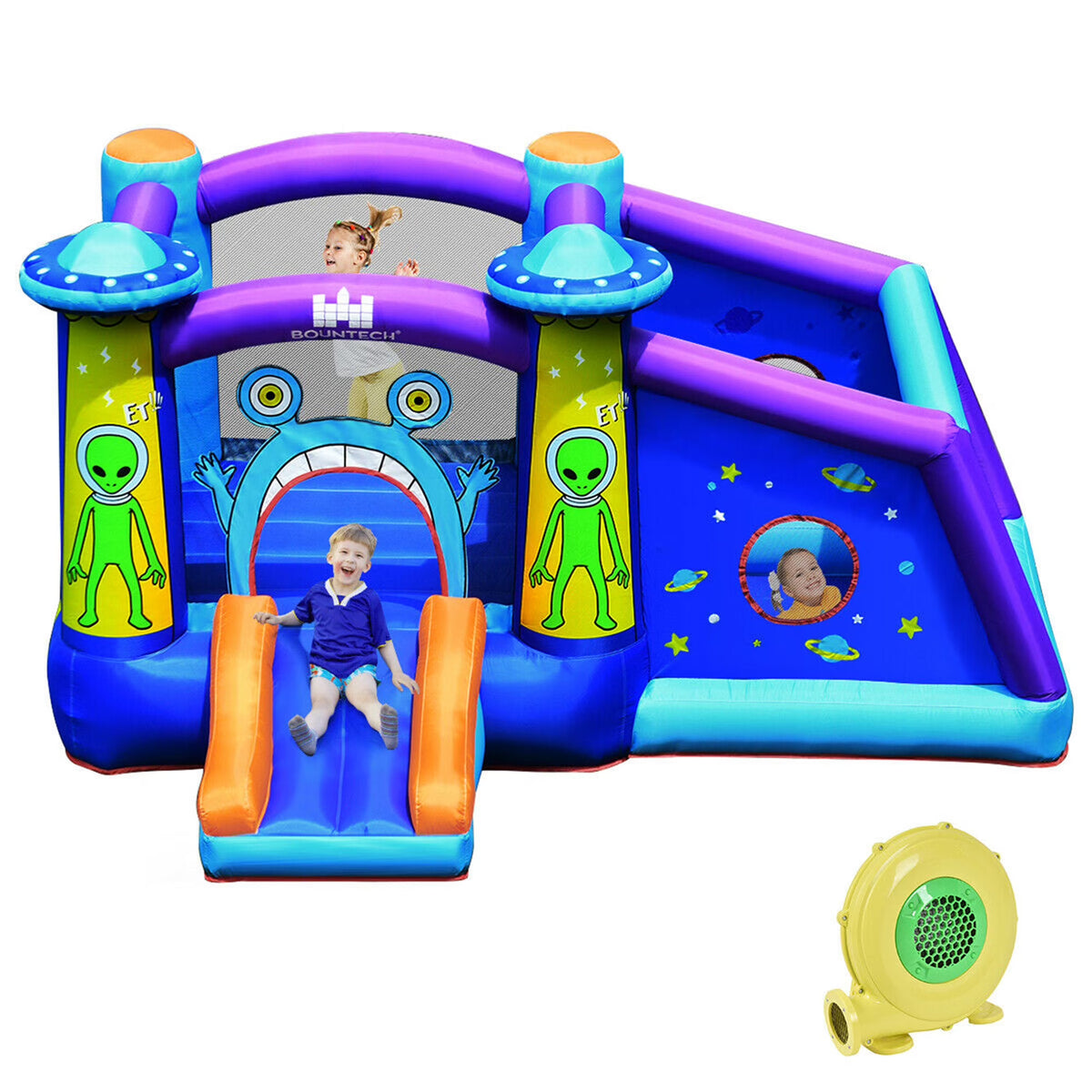 Inflatable Bouncer Kids Jump Slide Ball Pit with 480W Blower T99144