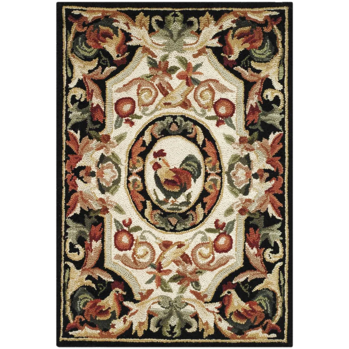 Ivory/Black Wool Novelty Area Rug S3415