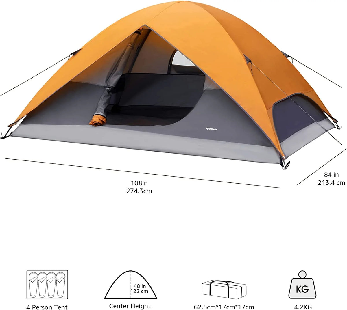 4/8 Person Dome Camping Tent with Rainfly and Carry Bag R652