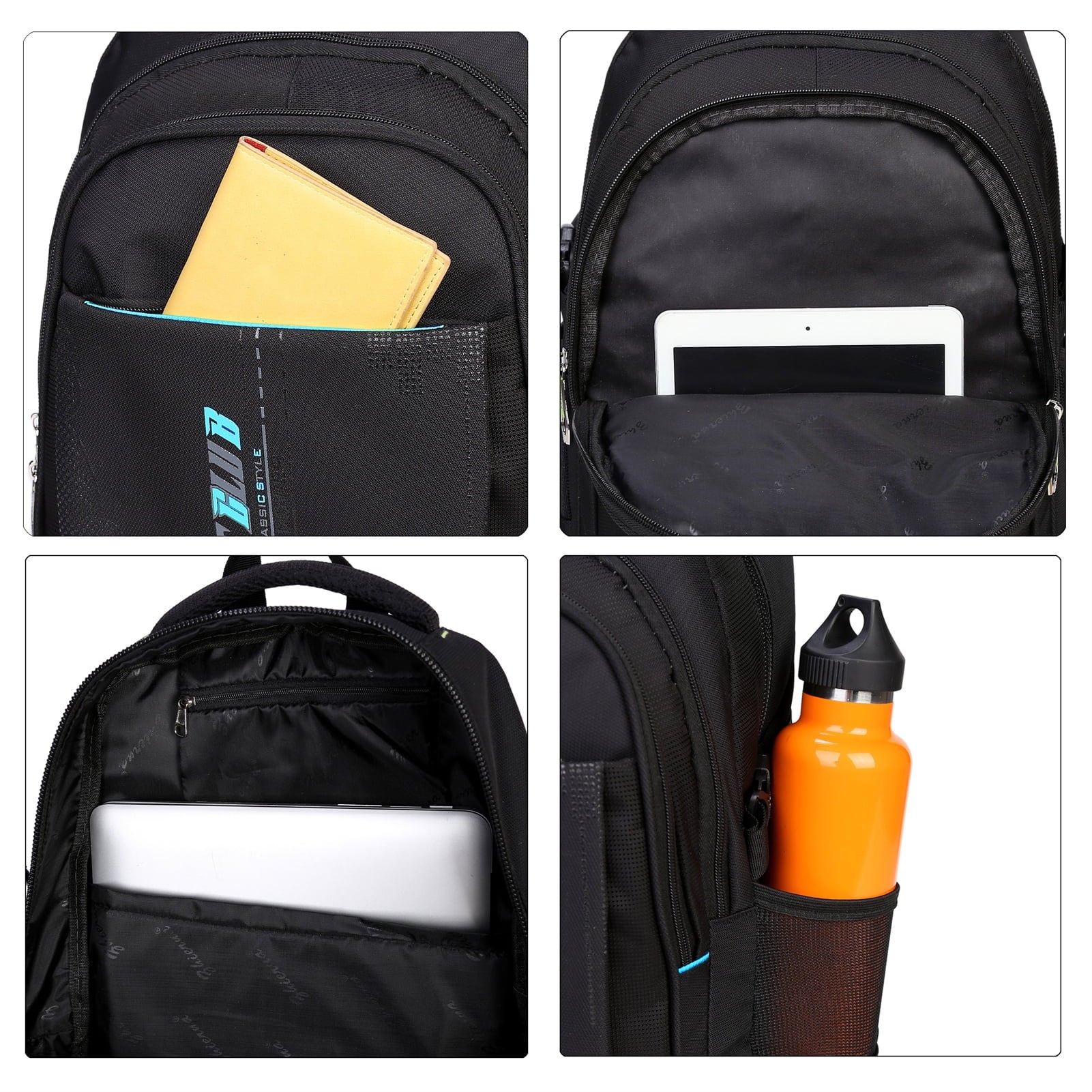 Black Blue Waterproof Lightweight Backpack C22818