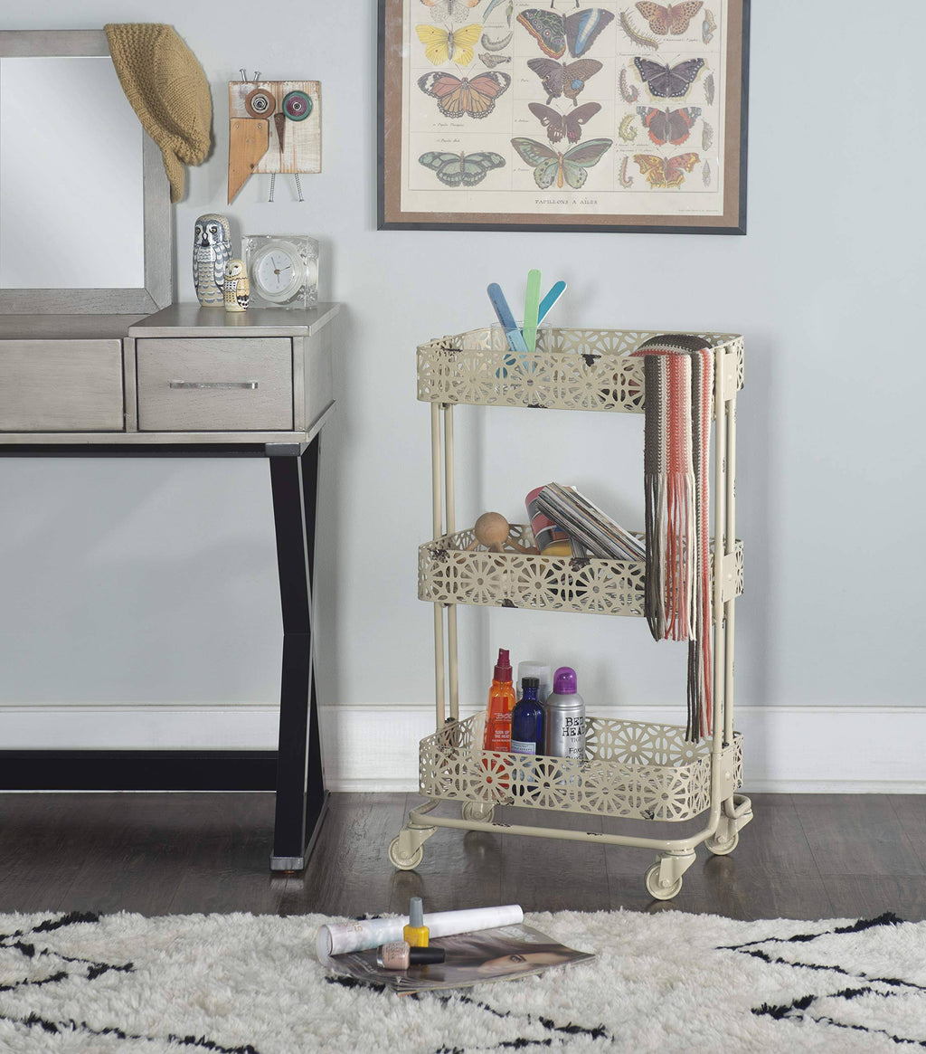 Cream Metal Three Tier Cart K86965