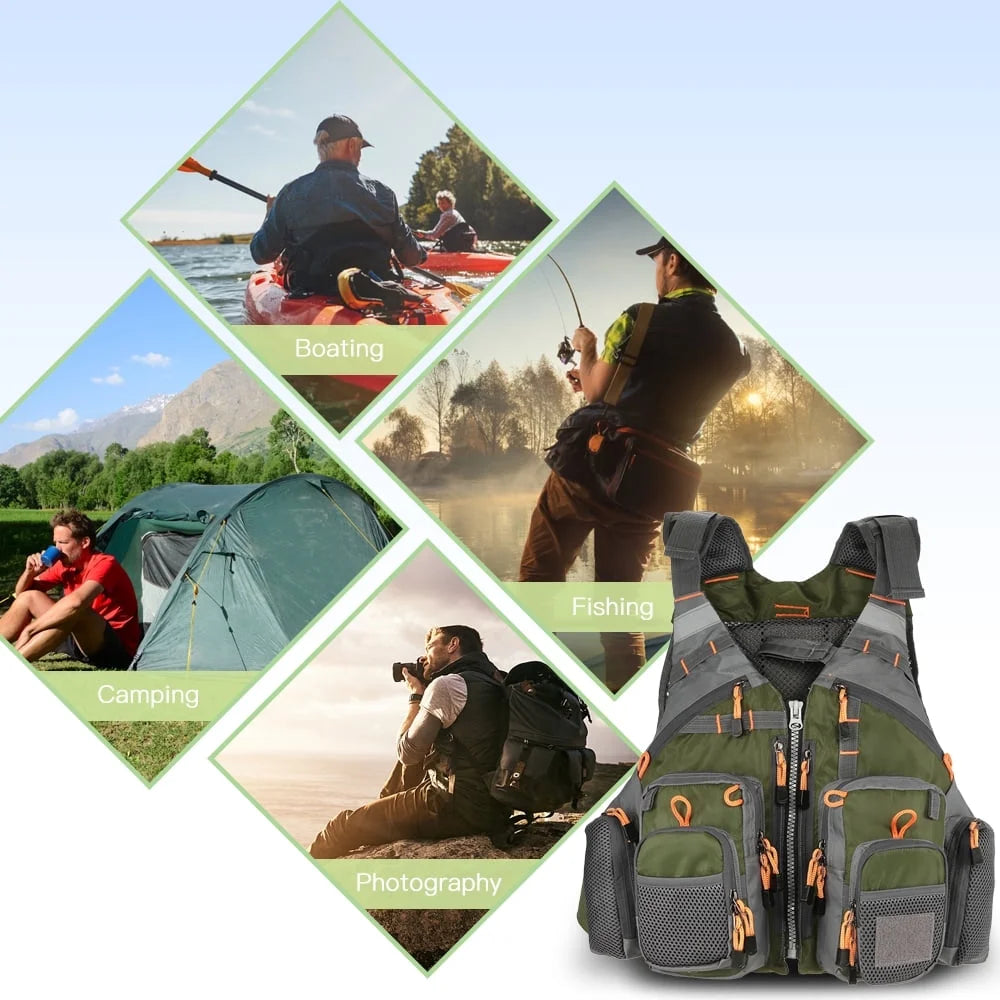 209lb Breathable Padded Polyester Mesh Fishing Life Vest W830006