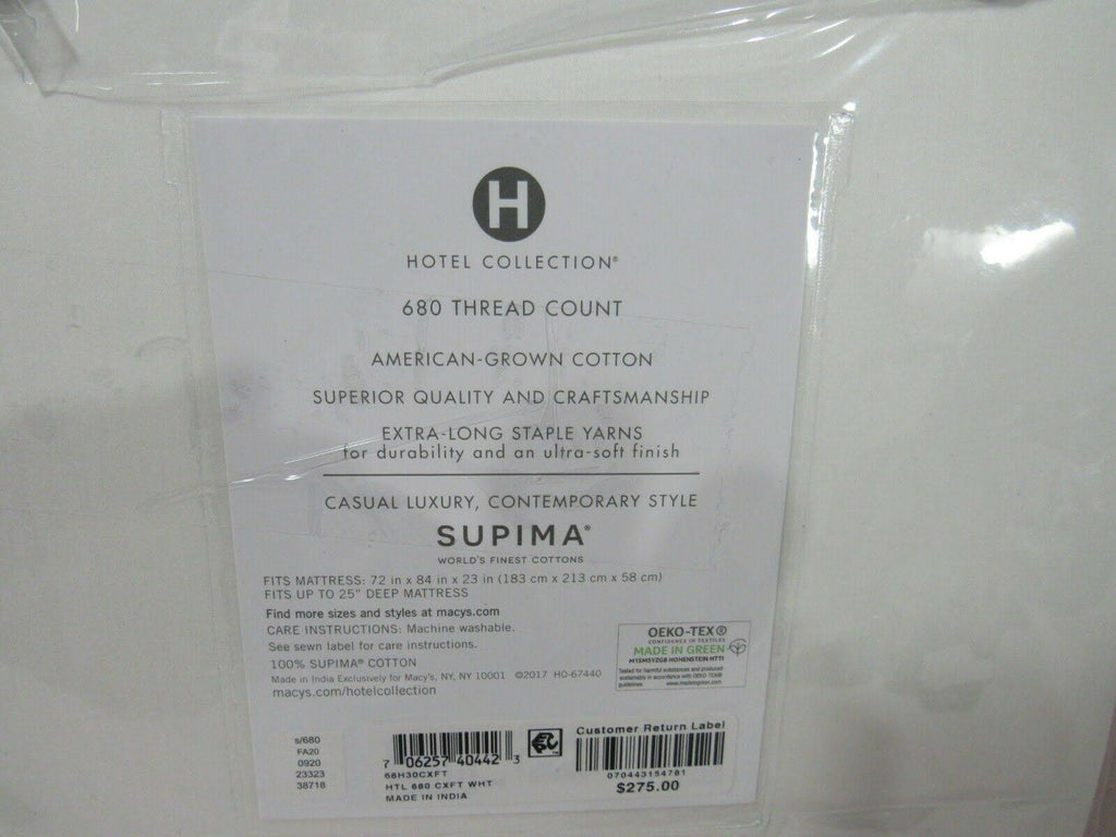 White 100% Supima Cotton California King Fitted Sheet O653