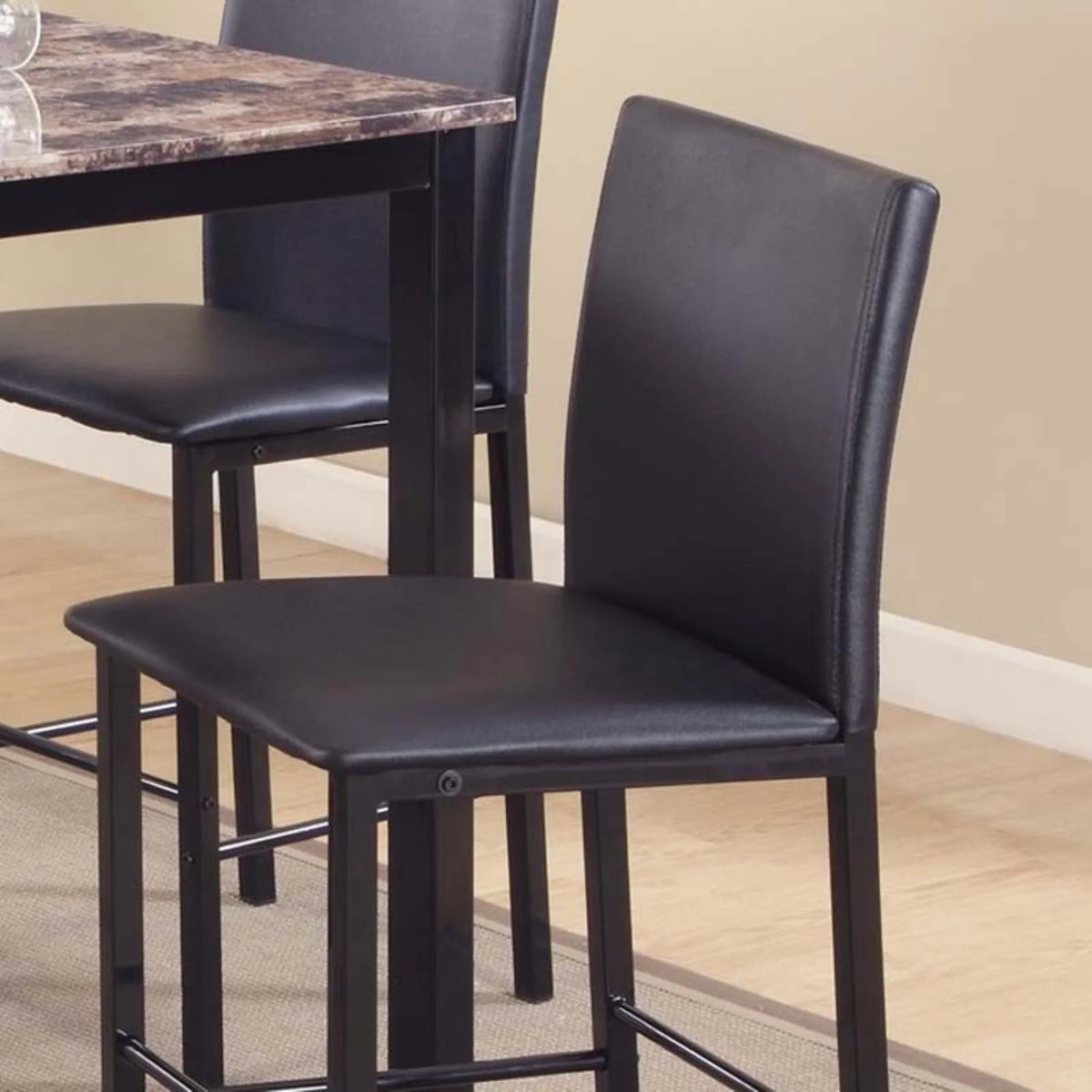 Black Counter Dining Set with Laminated Faux Marble Top S70315