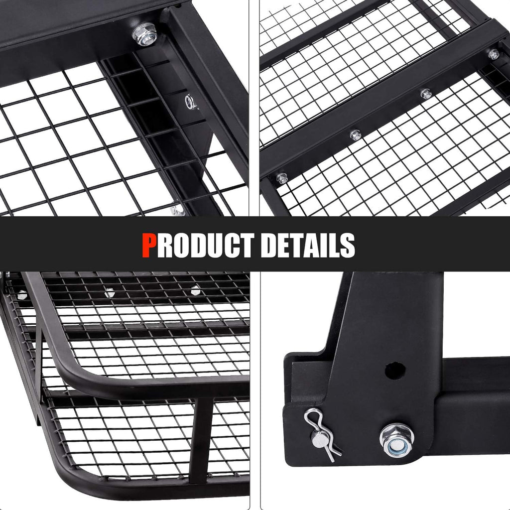 Hitch Mount Folding Cargo Carrier with Cargo Net, 500 LB Max Capacity J496565