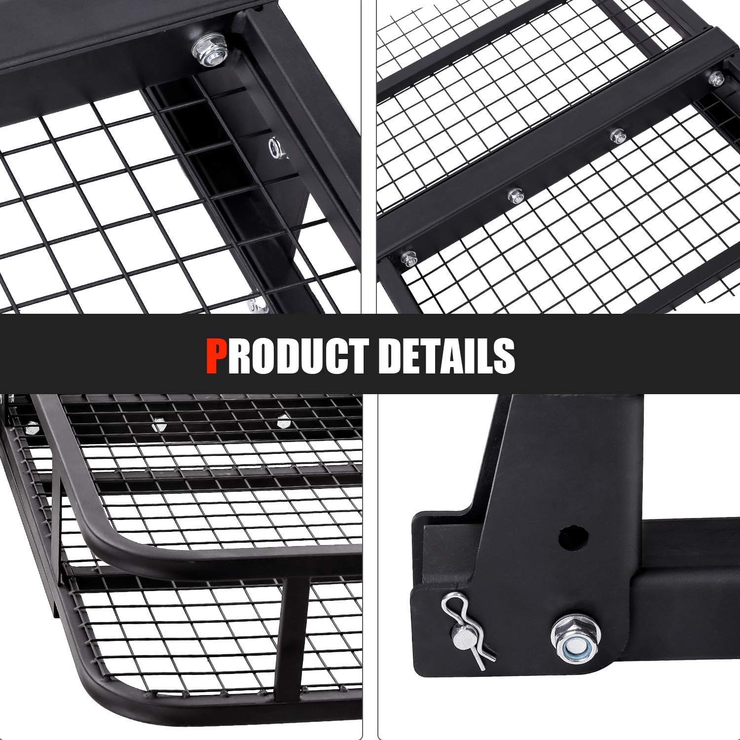 Hitch Mount Folding Cargo Carrier with Cargo Net, 500 LB Max Capacity J496565