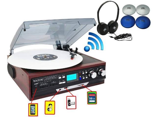 3-Speed Stereo Turntable with Headphone Wireless Speaker A92841