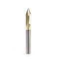 Solid Carbide V Groove 45 Deg x 1/4 D x 3/4 CH x 1/4 inch SHK ZrN Coated K1290