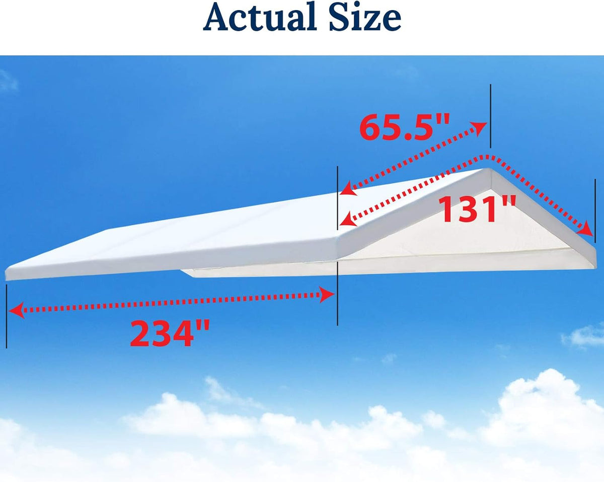 10'x20' Carport Replacement Canopy Cover with Ball Bungees F529