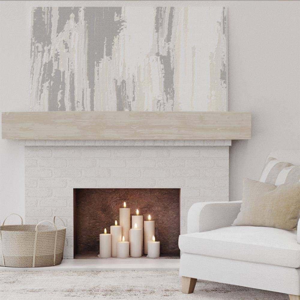 Sandblasted Faux Wood Fireplace Mantel, White Washed O3161