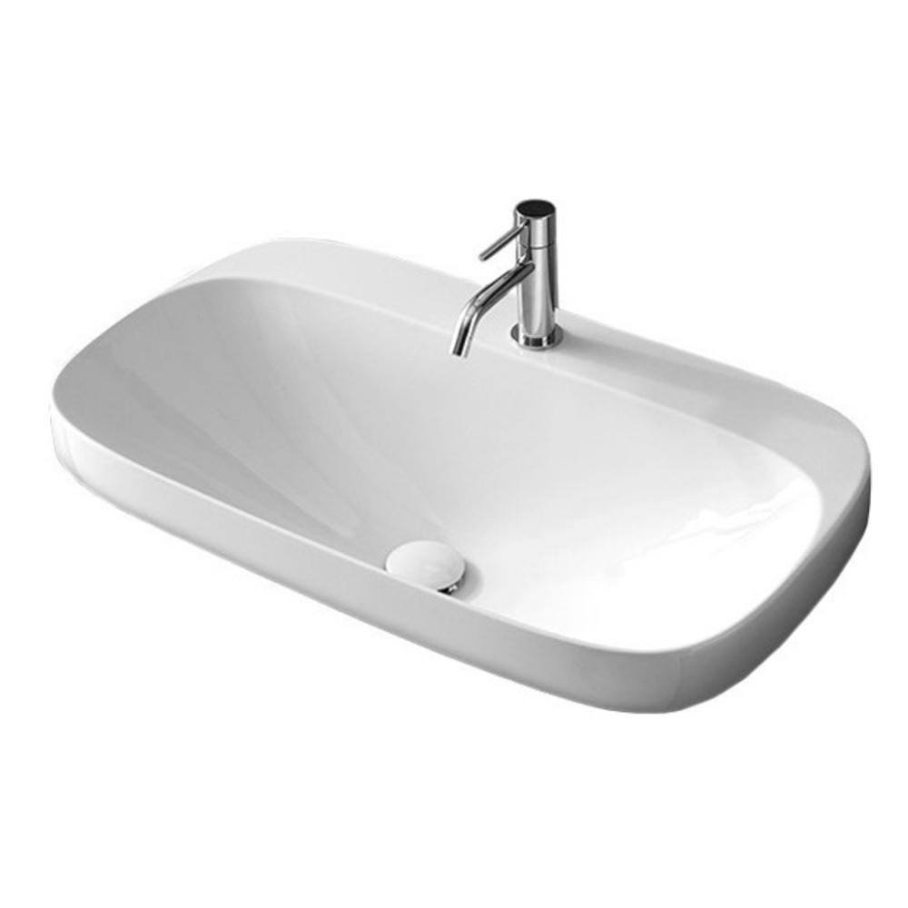 White Ceramic Oval Vessel Bathroom Sink Z640