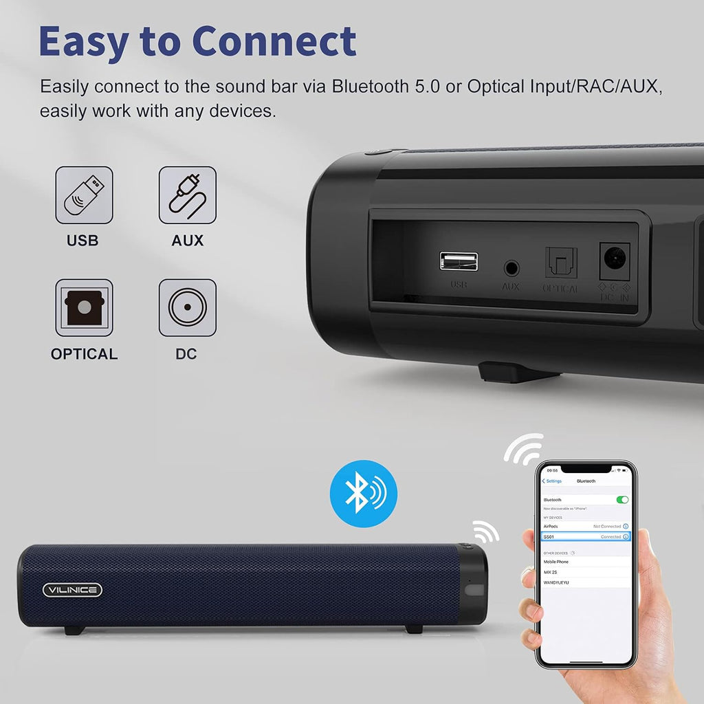 2 Pc 16-Inch Sound Bar with Wireless Bluetooth 5.0 D261037