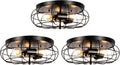 3 Pack Semi Flush Mount Ceiling Light, 3 Lights Metal Cage Light Fixture W901690